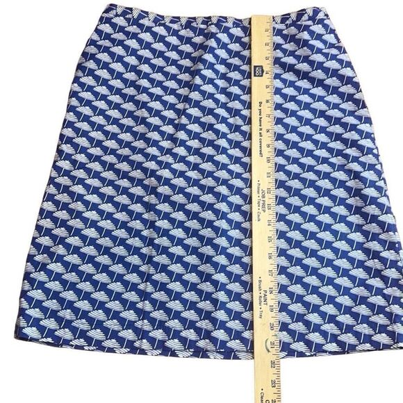 Boden British PRINTED COTTON A-LINE SKIRT w pockets Klein Blue Parasol US 8 - Picture 5 of 10